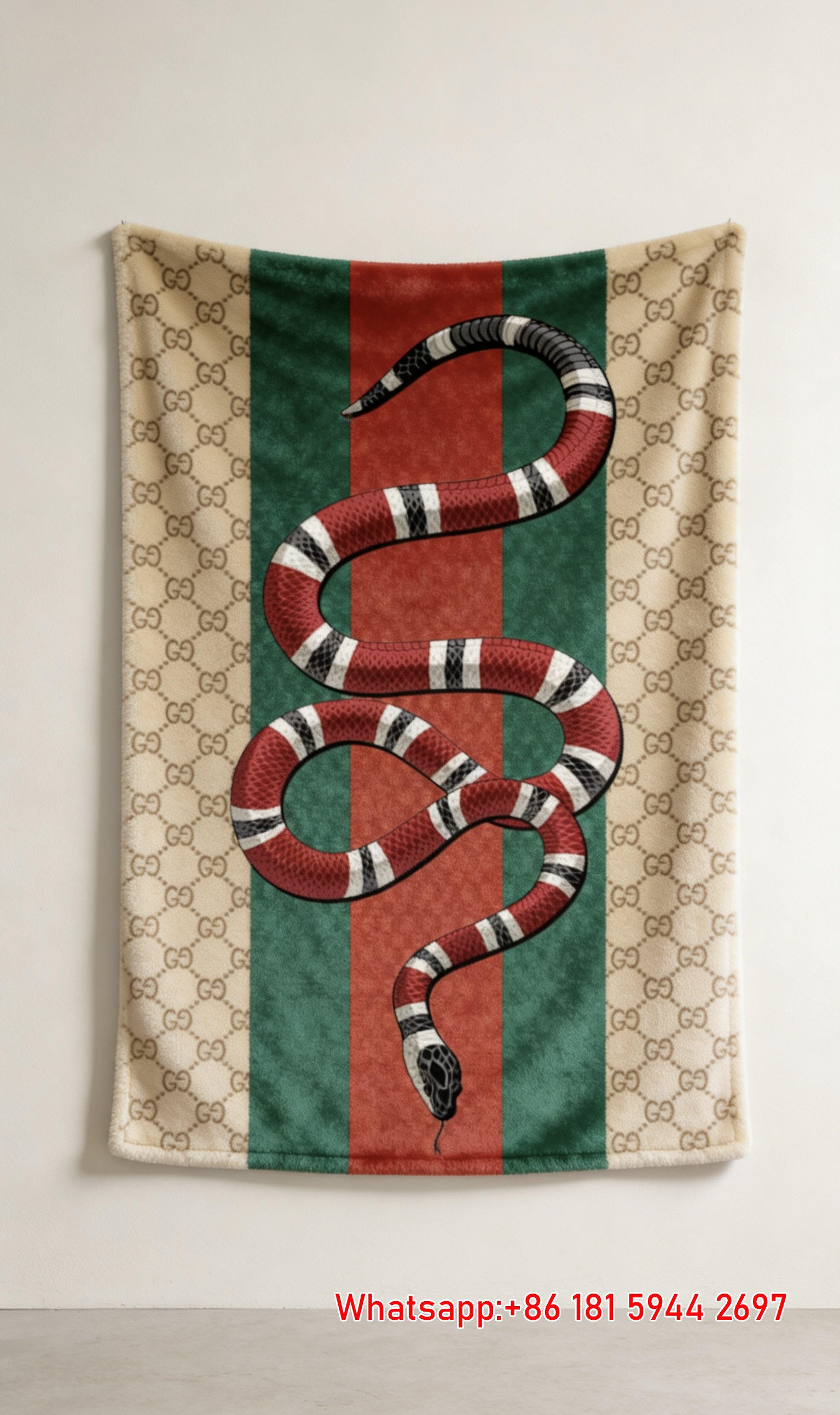 Red Snake on Green Red Web Stripe GG throw Blanket Iconic Kingsnake GG Monogram Wall Tapestry IMG_2642